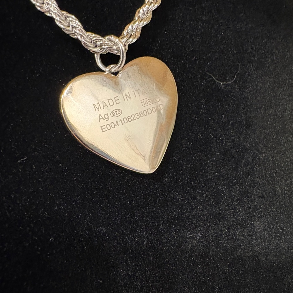 Upcycled Prada Heart Pendant Necklace in Silver - Picture 3 of 4